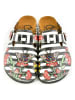 Calceo Clogs in Weiß/ Schwarz/ Bunt