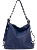 Anna Morellini Leder-Schultertasche "Ylenia" in Dunkelblau - (B)39 x (H)30 x (T)16 cm