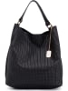 Anna Morellini Leder-Schultertasche "Sebastiana" in Schwarz - (B)38 x (H)36 x (T)14 cm