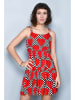 Tarifa Kleid in Rot/ Schwarz/ Bunt