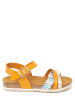 Abril Flowers Leder-Sandalen in Senf