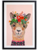 Folkifreckles Ingelijste kunstdruk "Floral Llama" - (B)40 x (H)60 cm