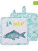 Overbeck and Friends 2-delige set: pannenlappen "La Mer" turquoise - (L)20 x (B)20 cm