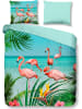 Pure Mikrofaser-Bettwäsche-Set "Flamingo" in Türkis/ Bunt