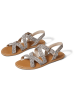 TOMS Leder-Sandalen in Creme/ Schwarz