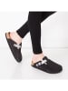 Comfortfusse Leder-Clogs in Schwarz/ Silber