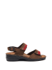 Comfortfusse Leder-Sandalen in Braun/ Rot
