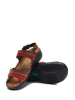 Comfortfusse Leder-Sandalen in Braun/ Rot