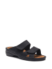 Comfortfusse Leder-Pantoletten in Schwarz