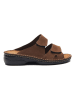 Comfortfusse Leren slippers bruin