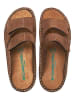 Comfortfusse Leren slippers bruin