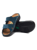 Comfortfusse Leder-Pantoletten in Blau