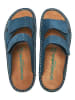 Comfortfusse Leder-Pantoletten in Blau