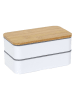 COOK CONCEPT Pudełko w kolorze biało-brązowym na lunch - 18,5 x 9,7 x 10,5 cm