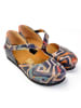 Goby Leder-Ballerinas in Dunkelblau/ Bunt