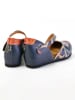 Goby Leder-Ballerinas in Dunkelblau/ Bunt