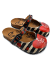 Calceo Clogs in Schwarz/ Creme/ Rot