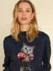 WOOOP Sweatshirt "Boxing Cat" donkerblauw