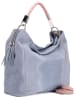 Anna Morellini Leder-Schultertasche "Alessandra" in Hellblau - (B)38 x (H)36 x (T)14 cm