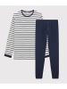 PETIT BATEAU Pyjama in Dunkelblau/ Creme