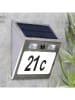 Garden Hero Solarny numer domu podświetlany lampą LED w kolorze srebrnym - 18 x 15,5 cm