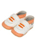Lait et Miel Leder-Krabbelschuhe "Sneakers" in Orange/ Weiß