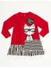 Denokids Kleid "Meow" in Rot/ Schwarz/ Weiß