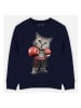 WOOOP Sweatshirt "Boxing cat" donkerblauw