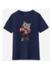 WOOOP Shirt "Boxing cat" donkerblauw