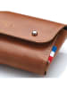 APOCOPE Skórzany portfel w kolorze jasnobrązowym - 10 x 6,5 x 2,5 cm