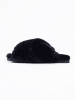 NICEBAY Pantoffels met schapenvacht "Slow" zwart
