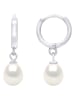 Pearline Zilveren creolen met parels