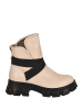 Noosy Leder-Boots in Beige/ Schwarz