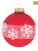 Krebs Glas Lauscha Kerstballen "Sneeuwkristal" rood - 4 stuks - Ø 7 cm