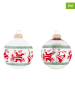 Krebs Glas Lauscha Kerstballen "Vrolijke kerstmannen" wit/rood - 4 stuks