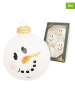 Krebs Glas Lauscha Kerstballen "Sneeuwpopgezicht" wit - 4 stuks - Ø 7 cm