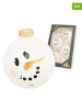 Krebs Glas Lauscha Kerstballen"Sneeuwpopgezicht" wit - 4 stuks - Ø 7 cm