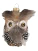 Krebs Glas Lauscha Christbaumornament "Eule" in Braun - (L)10 cm
