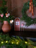 FABELAB 3tlg. LED-Weihnachtsdeko "Elf Door" in Braunrot