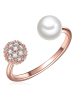 Perldesse Rosévergold. Ring mit Perle und Edelsteinen