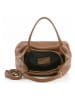 Mia Tomazzi Leren handtas "Maggiore" lichtbruin - (B)28 x (H)20 x (D)12 cm