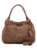 Melina C Leder-Schultertasche "Cordenons" in Taupe - (B)37 x (H)23 x (T)14 cm