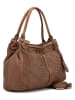 Melina C Leder-Schultertasche "Cordenons" in Taupe - (B)37 x (H)23 x (T)14 cm