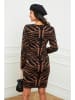 Soft Cashmere Sukienka dzianinowa w kolorze czarno-brązowym