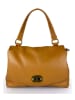 Mila Blu Leder-Henkeltasche "Nespolo" in Braun - (B)29 x (H)22 x (T)8 cm
