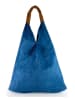 Mila Blu Skórzana torebka "Mirtillo" w kolorze niebieskim - 34 x 39 x 8 cm