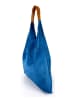 Mila Blu Skórzana torebka "Mirtillo" w kolorze niebieskim - 34 x 39 x 8 cm