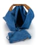 Mila Blu Leren schoudertas "Mirtillo" blauw - (B)34 x (H)39 x (D)8 cm