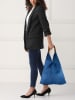 Mila Blu Leren schoudertas "Mirtillo" blauw - (B)34 x (H)39 x (D)8 cm