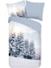 Pure Mikrofaser-Bettwäsche-Set "Winter View" in Hellblau/ Grau